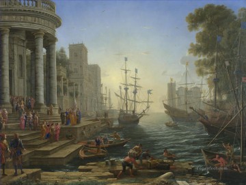 Port Scene with the Embarkation of St Ursula landscape Claude Lorrain Oil Paintings